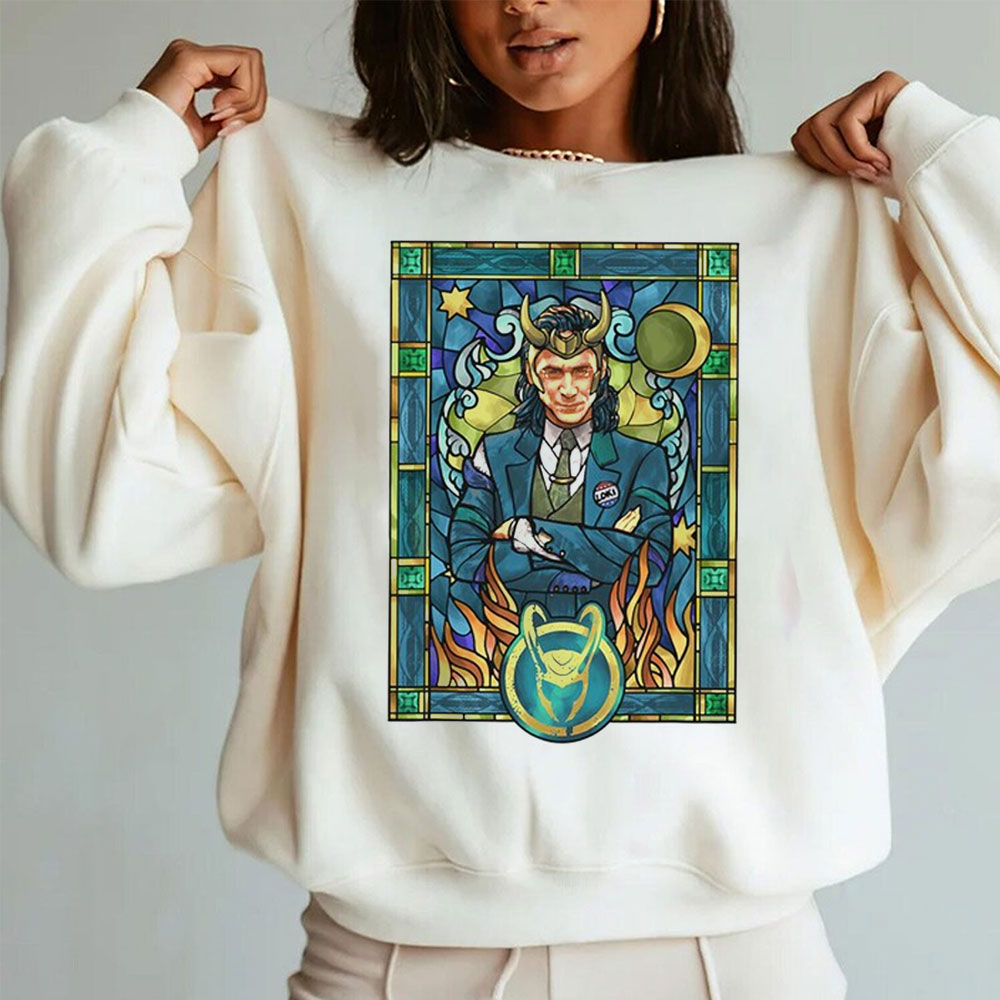 Marvel Loki Stained Glass Portrait T-Shirt