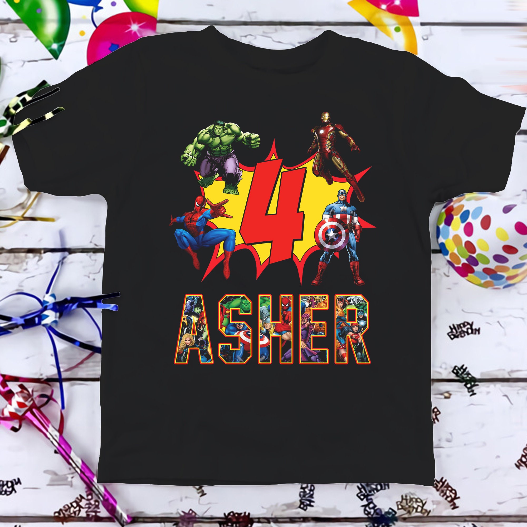 Customized The Avengers Superhero Birthday Shirt