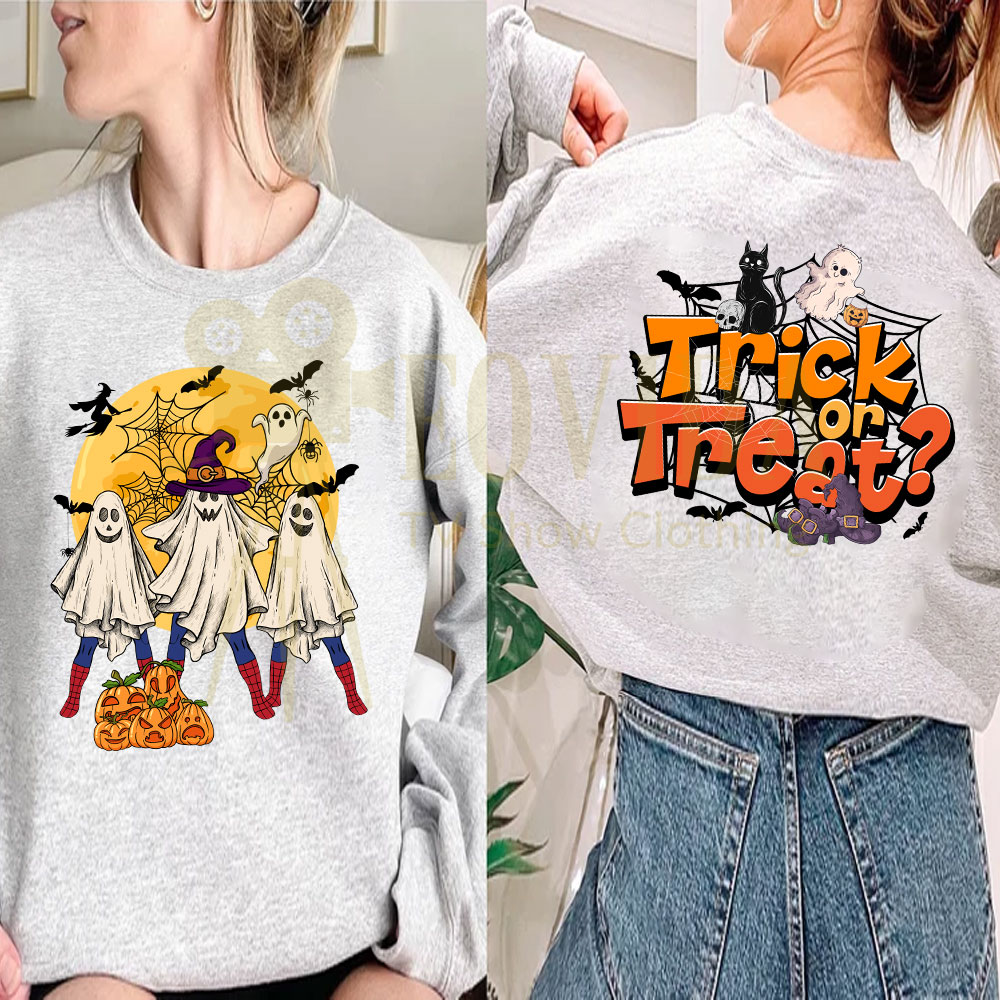 Two-Sided Spiderman Halloween Trick Or Treat Shirt